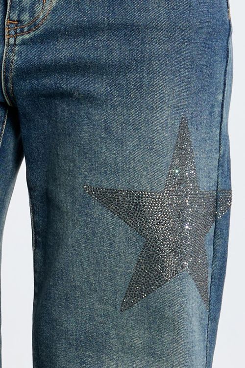 Jeans dritti con stelle di strass - Lili Sidonio