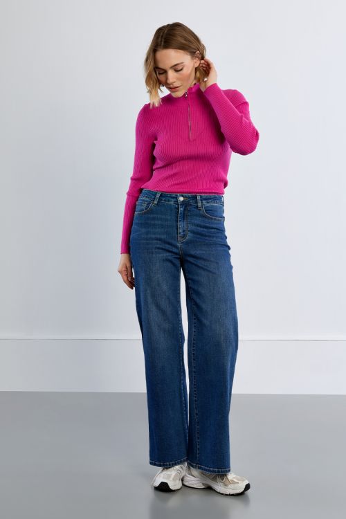 High-waisted denim, wide
