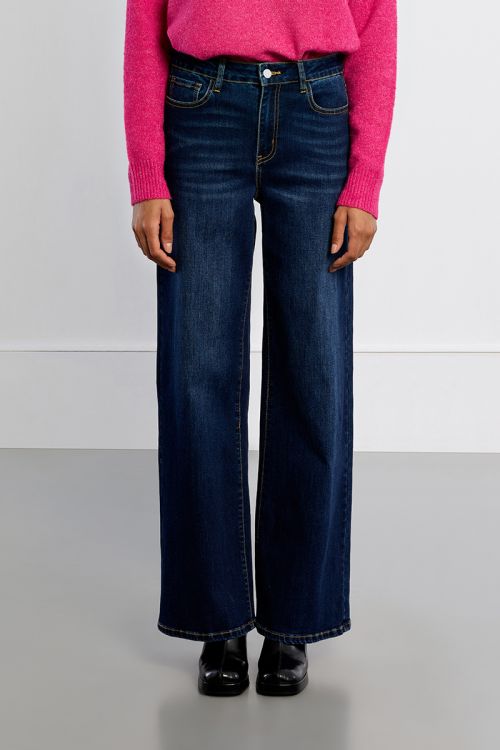 Denim taille haute, large