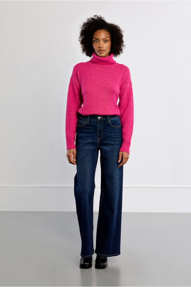 Denim taille haute, large