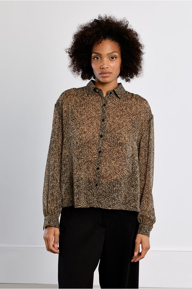 Semi-transparent blouse, leopard