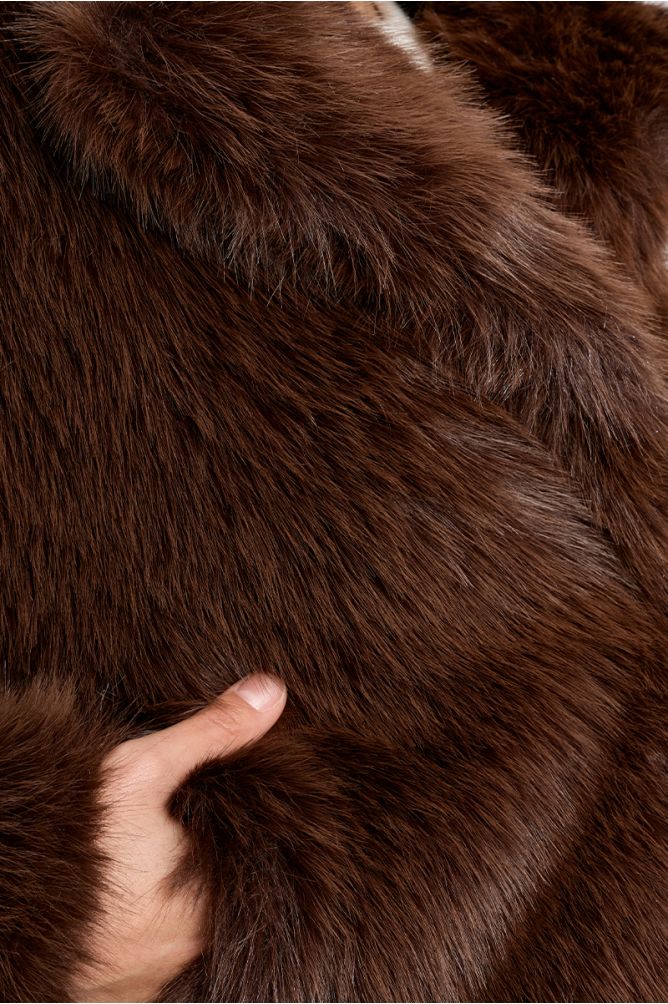 Faux fur coat, brown