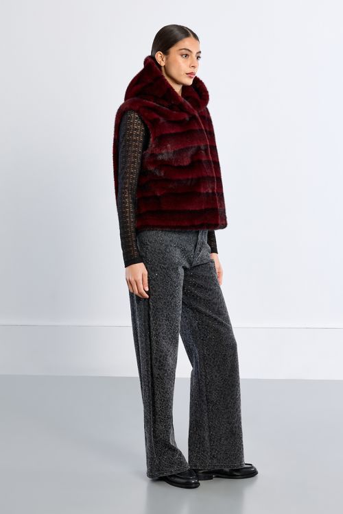 Veste sans manches, imitation fourrure