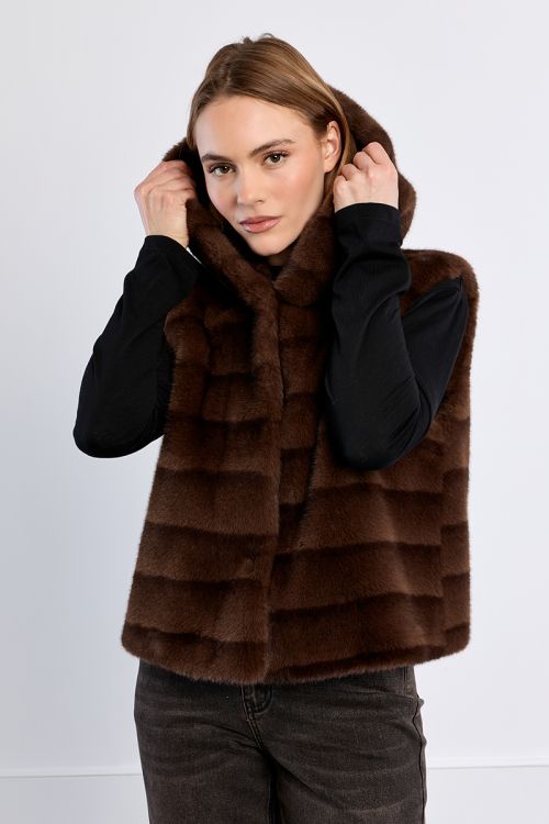 Chaleco der mujer de peluche con capucha