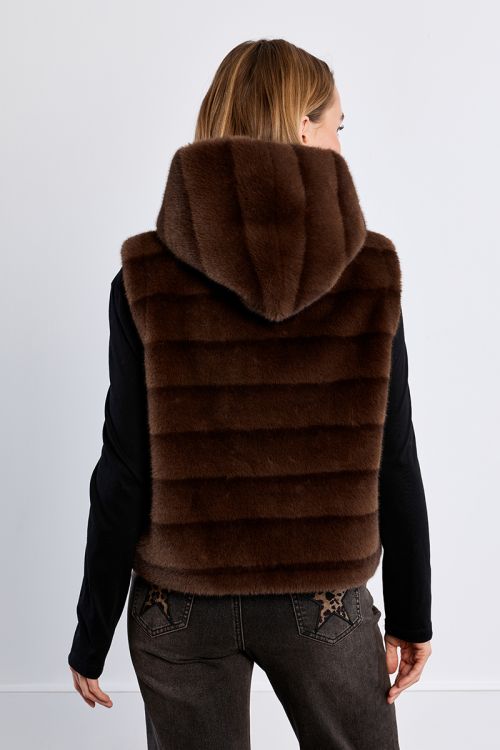 Veste sans manches, imitation fourrure