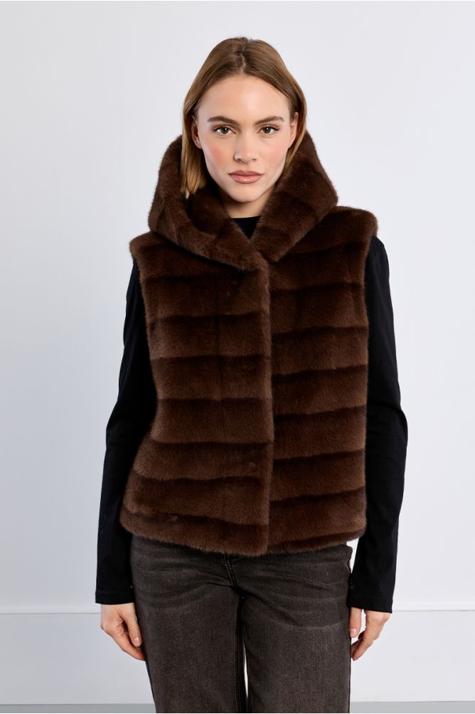 Veste sans manches, imitation fourrure