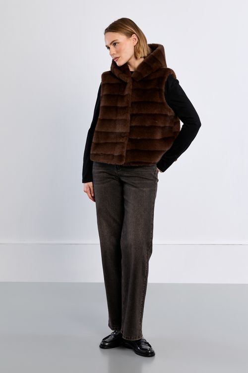 Veste sans manches, imitation fourrure