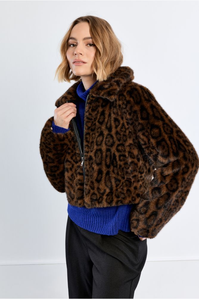 Chaqueta de peluche con estampado