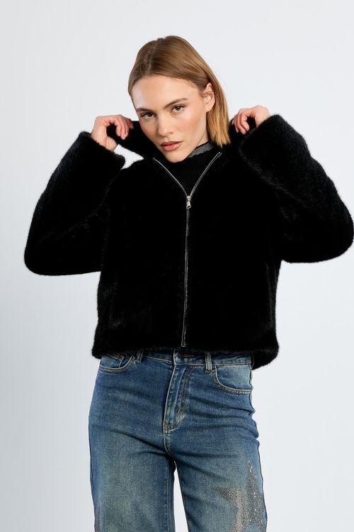 Imitation fur jacket, plain