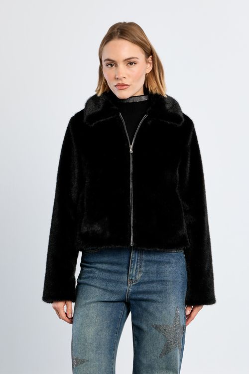 Veste imitation fourrure, unie