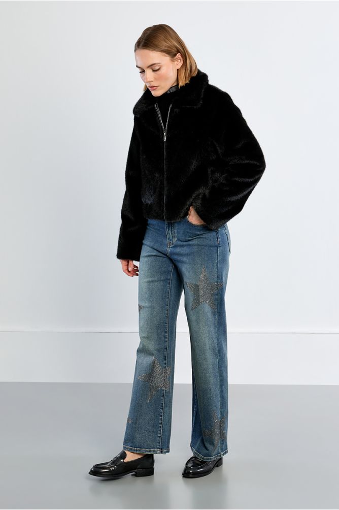 Veste imitation fourrure, unie