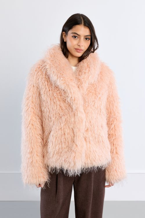 Chaqueta de peluche con cuello y solapa
