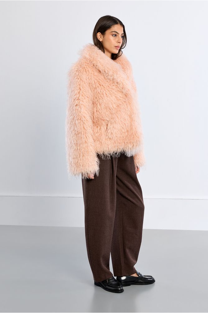 Manteau oversize, imitation fourrure