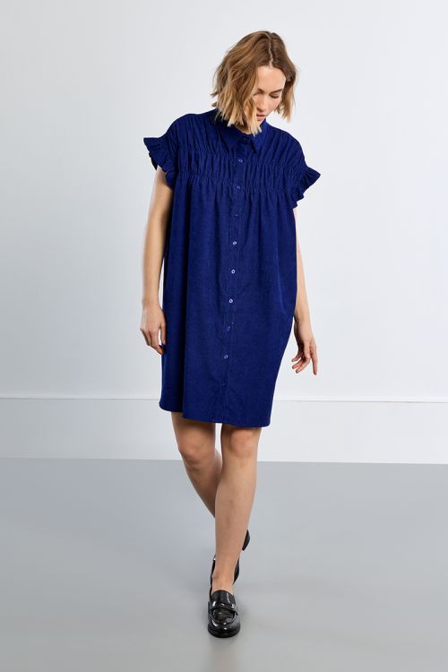 Vestido corto camisero detalle pliegues