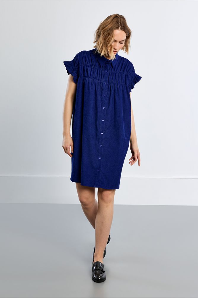 Vestido corto camisero detalle pliegues