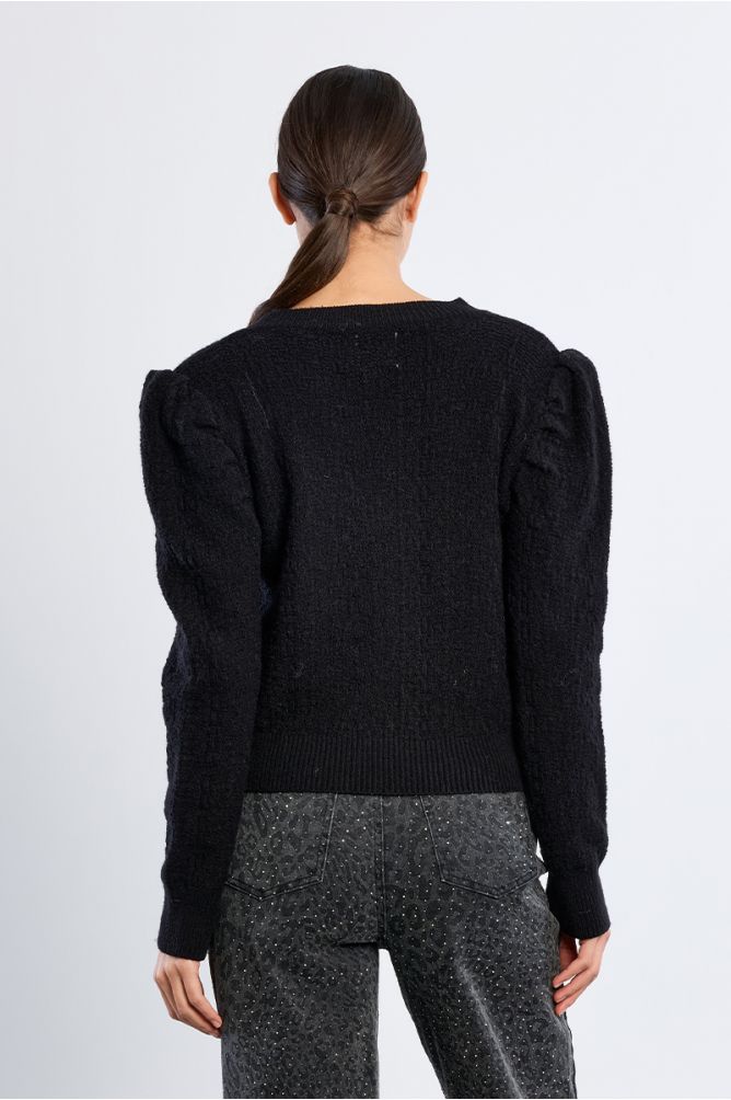 Knitted sweater, balloon sleeves