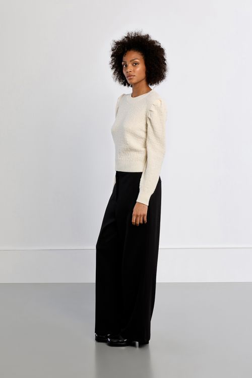 Knitted sweater, balloon sleeves