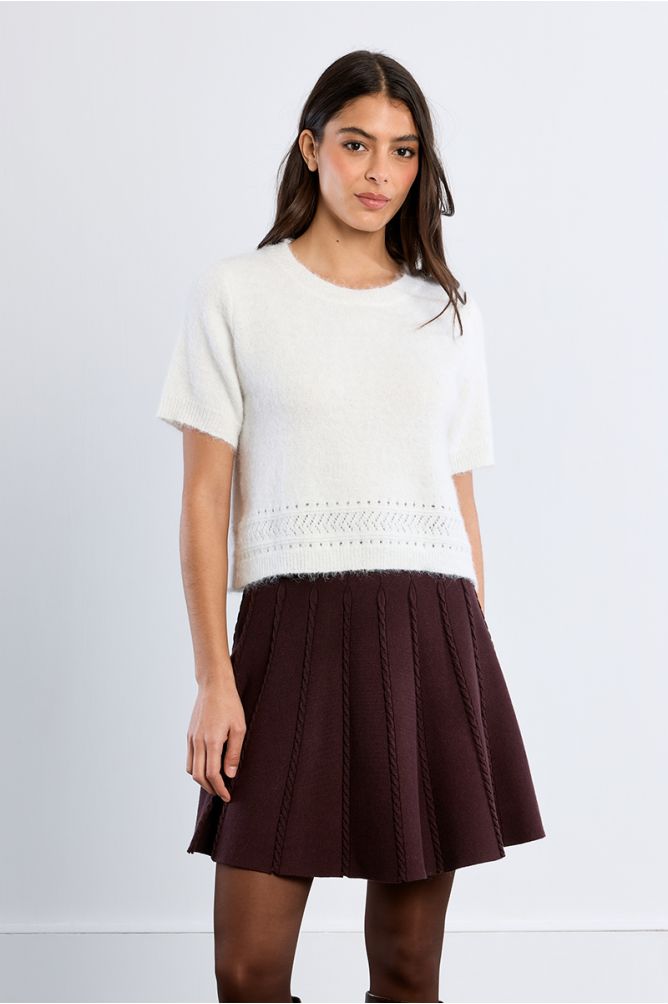 Mini jupe en maille torsadée