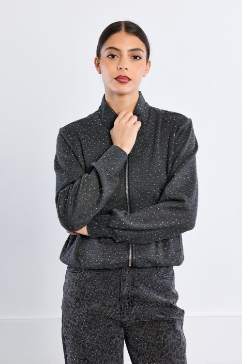 Veste de sport zippée à strass
