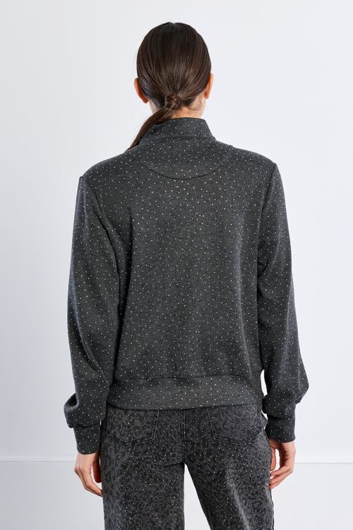 Rhinestone zip-up sports jacket