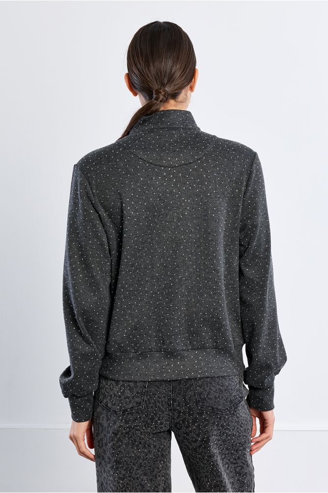 Rhinestone zip-up sports jacket