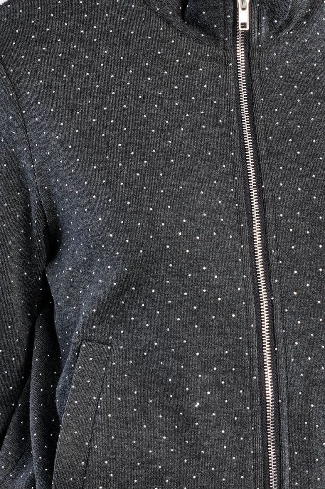 Rhinestone zip-up sports jacket