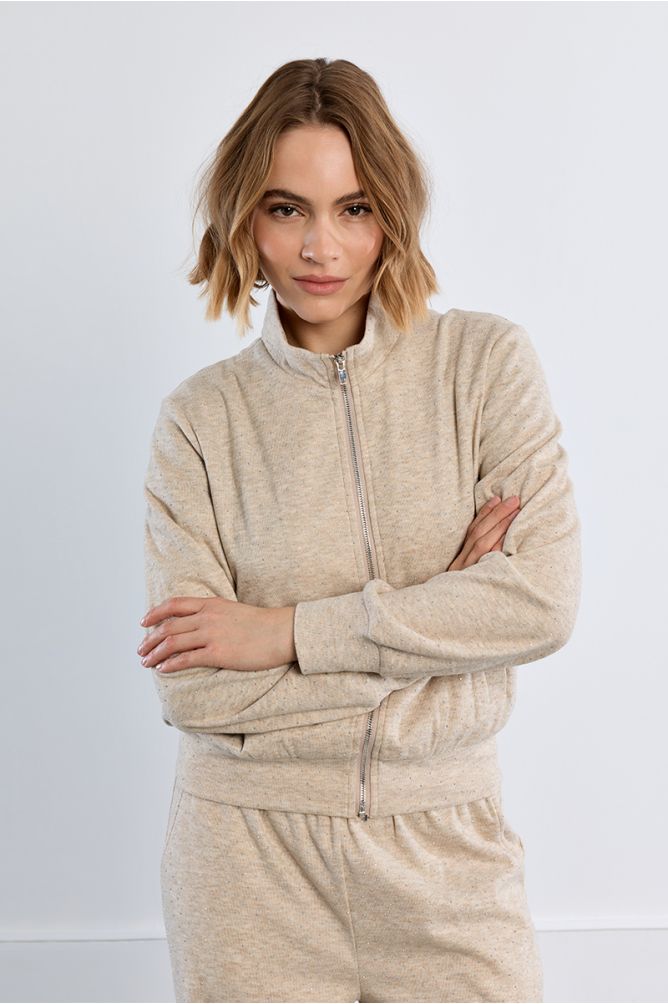 Veste de sport zippée à strass