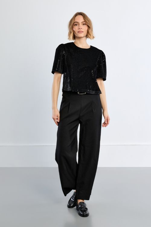 Sequined velvet top