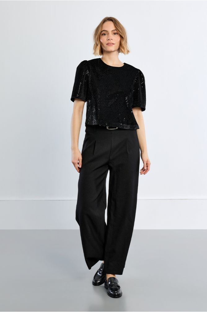 Sequined velvet top