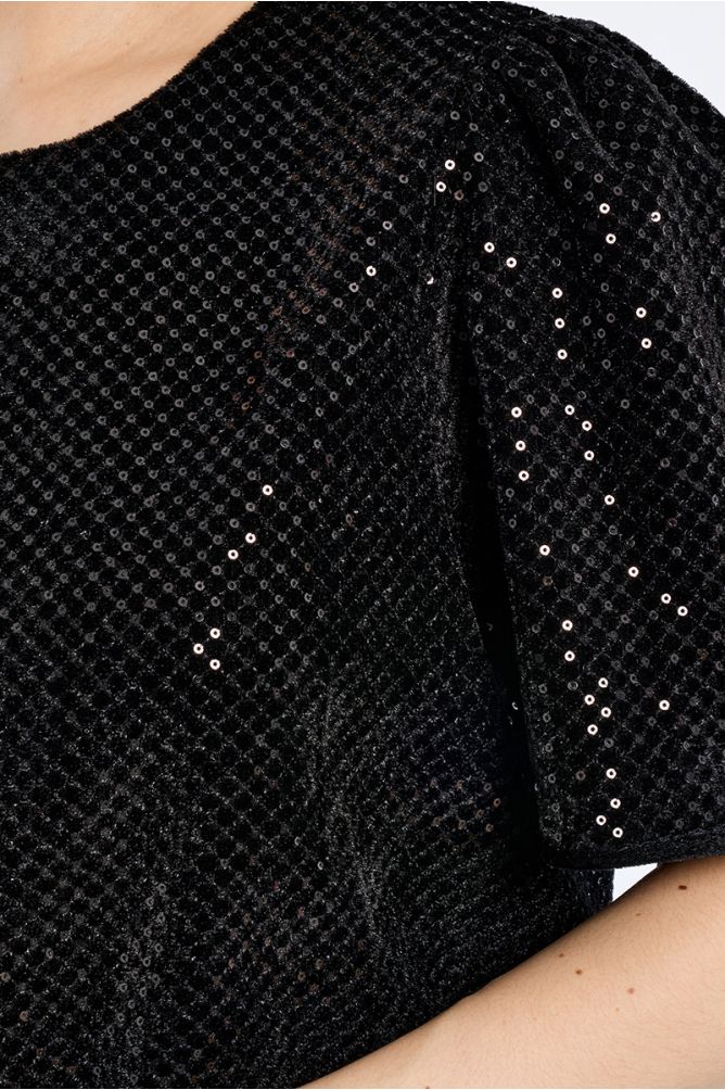 Sequined velvet top