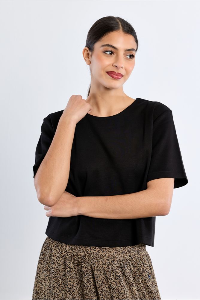 T-shirt crop a tinta unita - Lili Sidonio