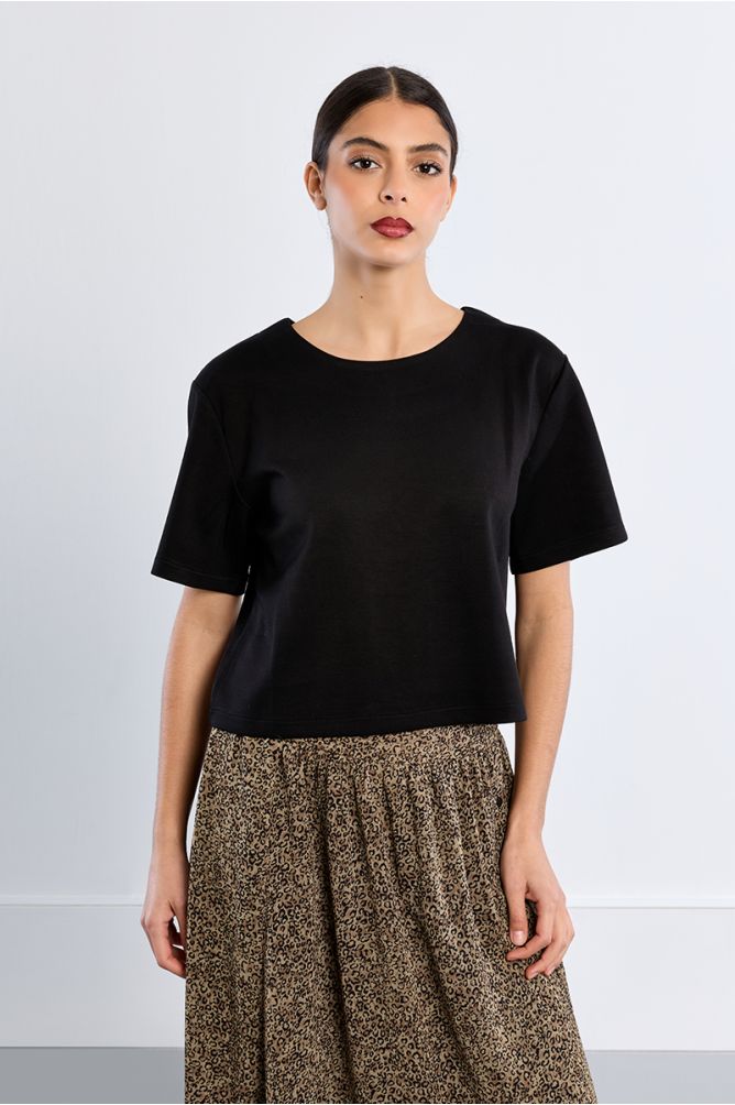 T-shirt crop a tinta unita - Lili Sidonio