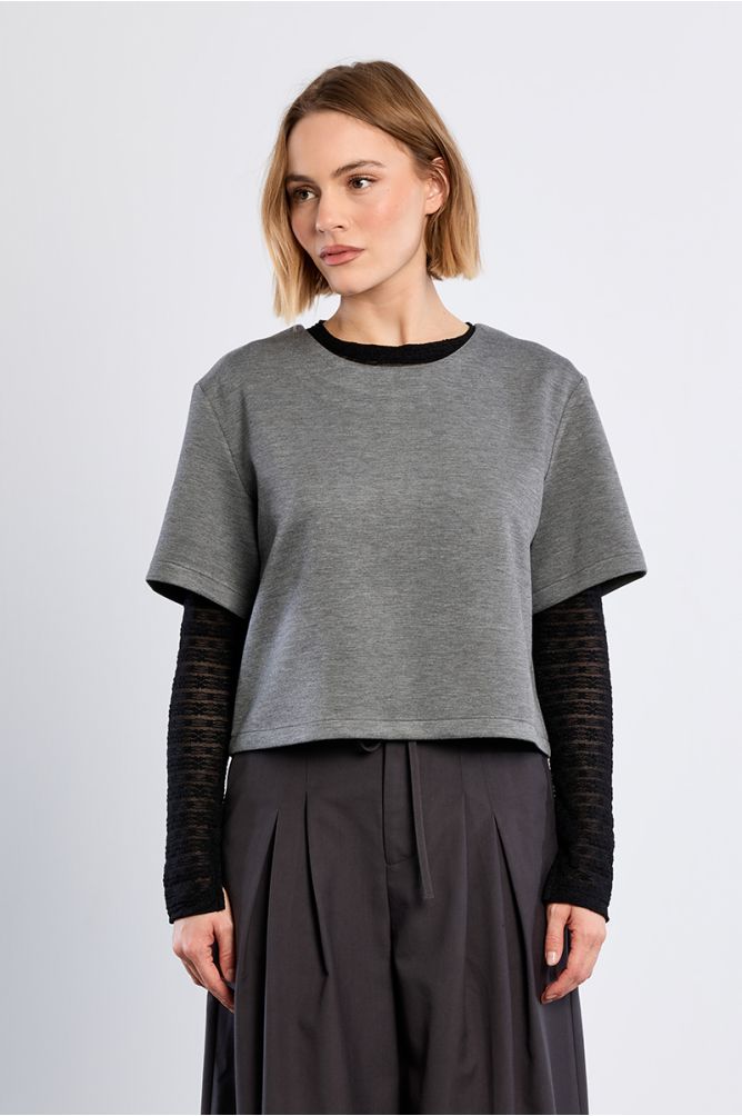 T-shirt crop a tinta unita - Lili Sidonio
