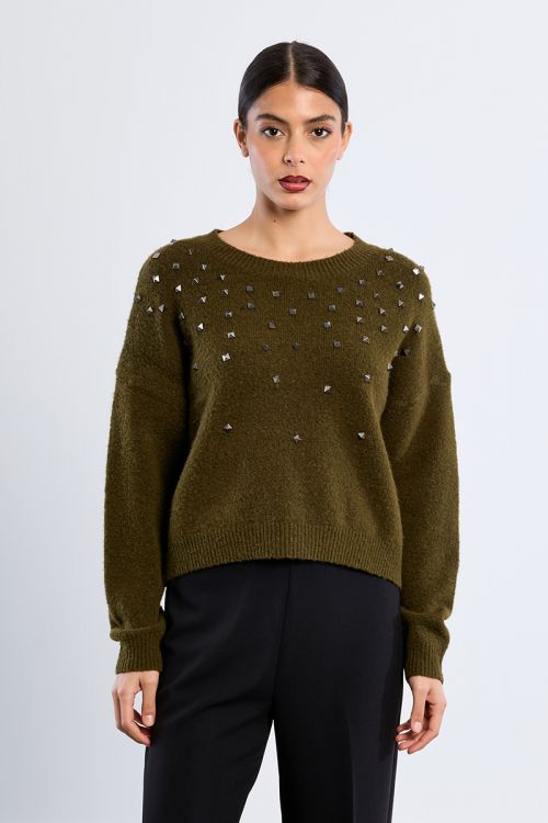 Studded knit sweater