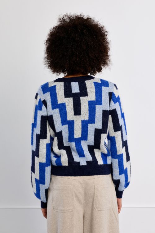 Pull en maille, motif géométrique