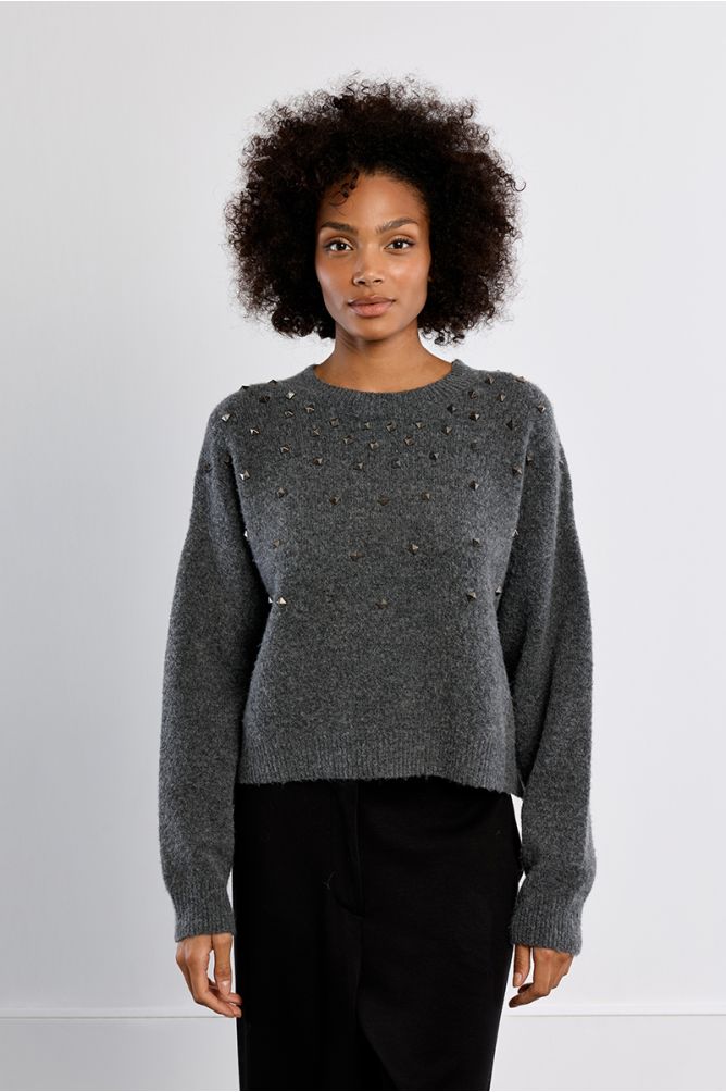 Studded knit sweater