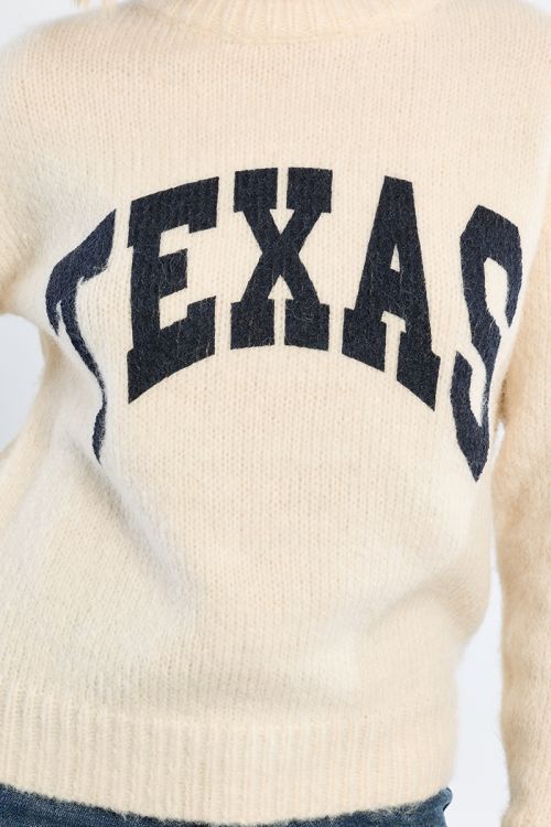 "Pull en maille, à inscription ""Texas"""