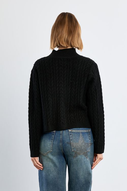 Cable-knit sweater, asymmetrical