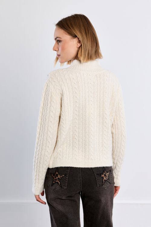 Cable-knit sweater, asymmetrical
