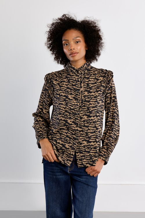 Printed high-neck shirt