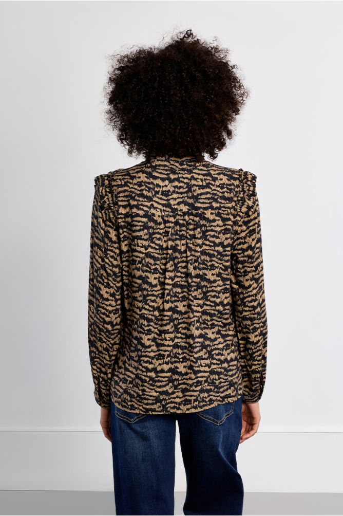 Chemise col montant, imprimée