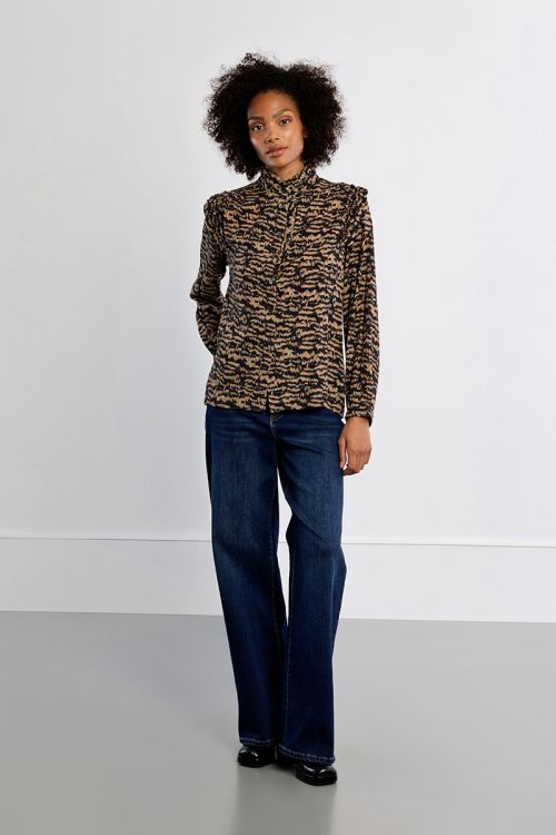 Chemise col montant, imprimée