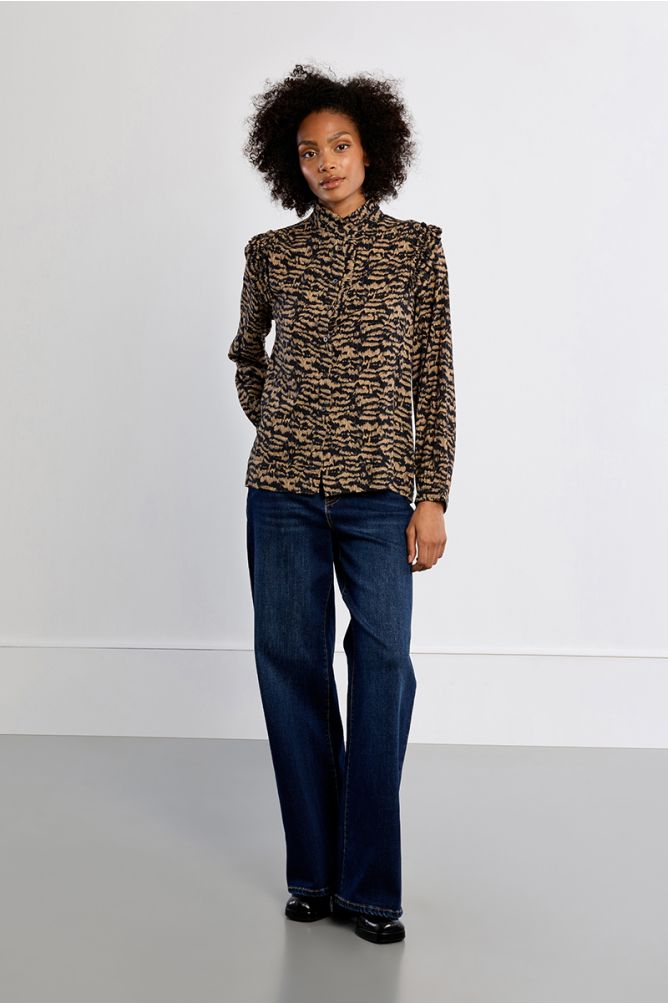 Chemise col montant, imprimée