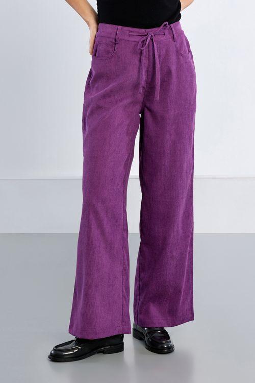 Pantalon large, en velours côtelé