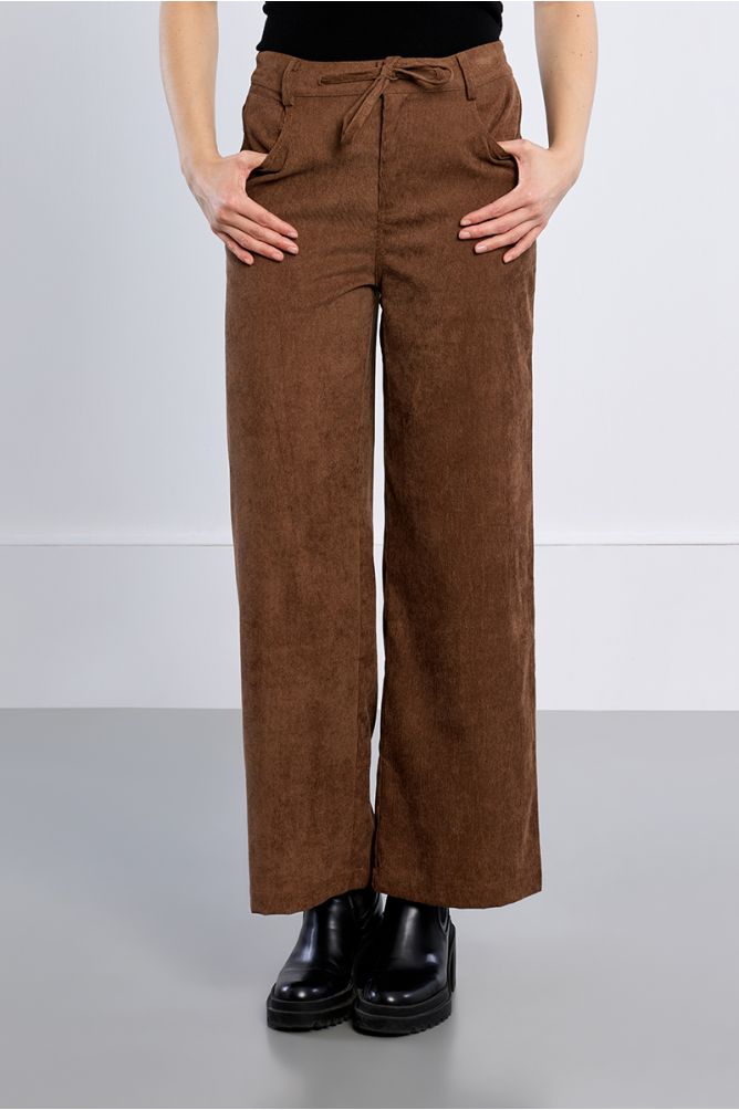 Pantalon large, en velours côtelé