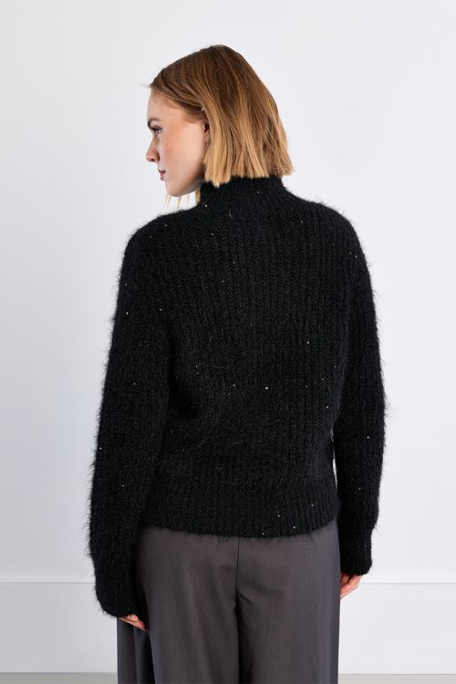 Pull col roulé, pailleté