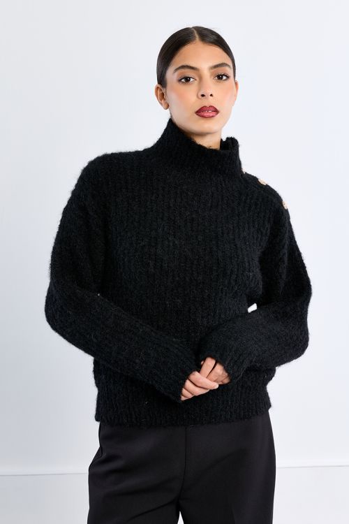 Stand-up neck sweater, plain
