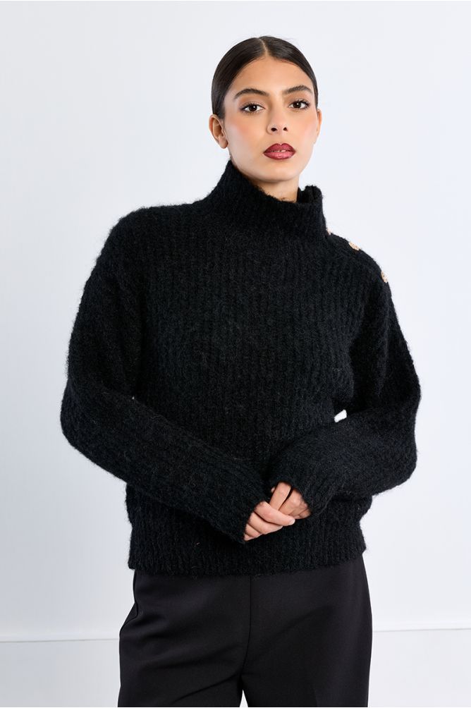 Stand-up neck sweater, plain