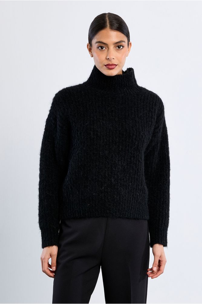 Pull col montant, uni