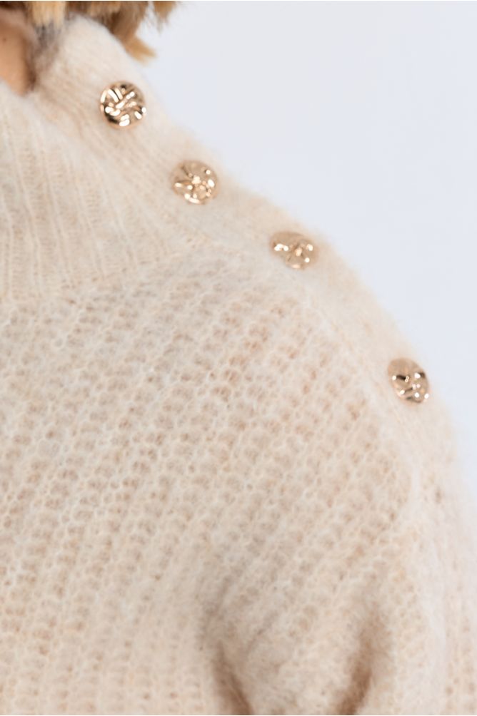 Pull col montant, uni